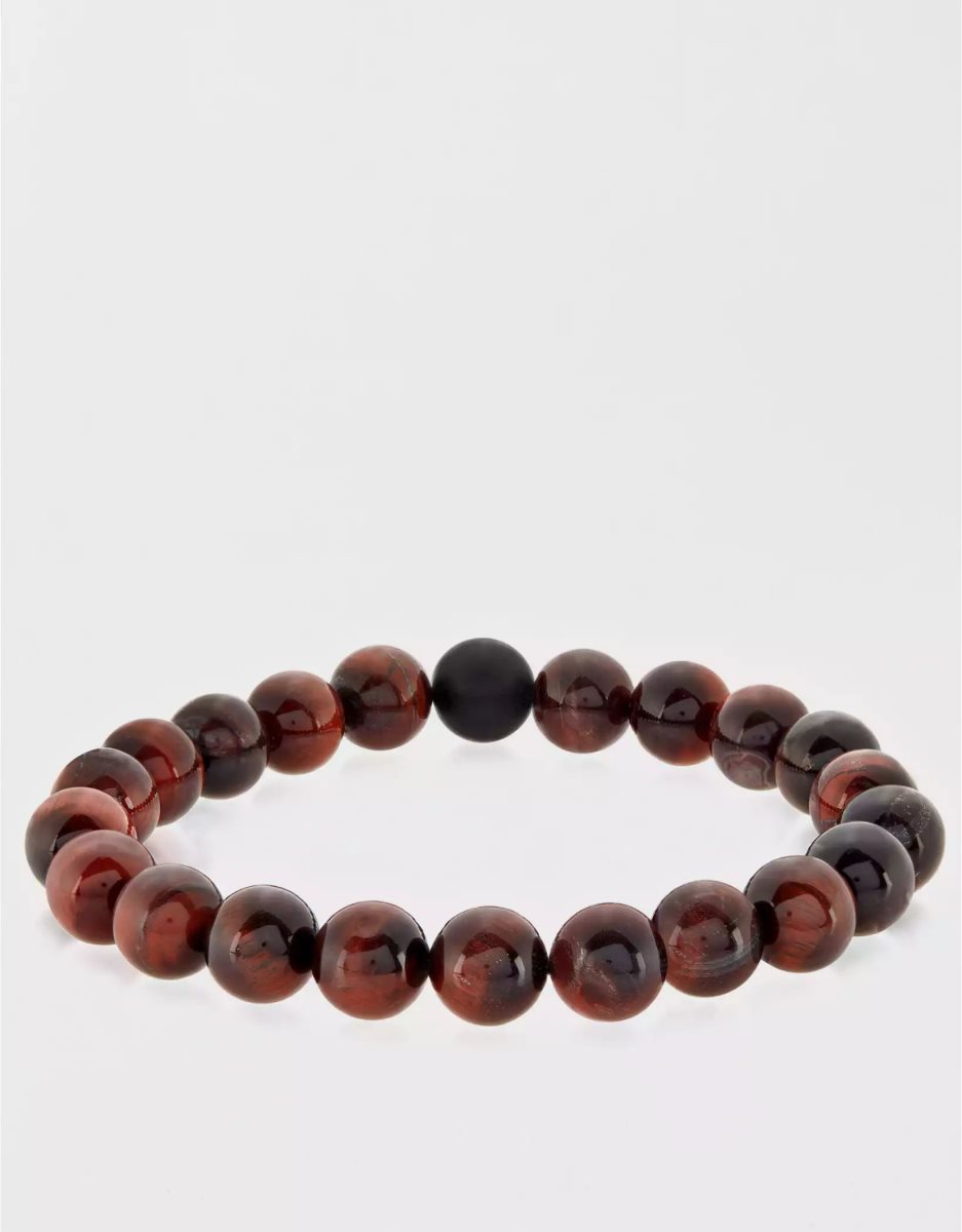 Bijoux American Eagle Natural Stone Beaded Bracelet Marron Homme | WBJ-64651193